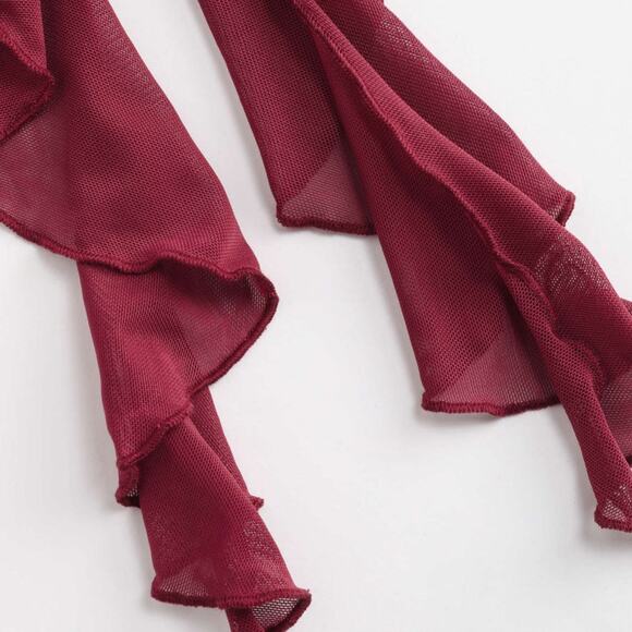 NWT CIDER Midi Skirt XS Cascading Ruffle Mesh Maxi Elastic Waist Pull On Red - Picture 7 of 10